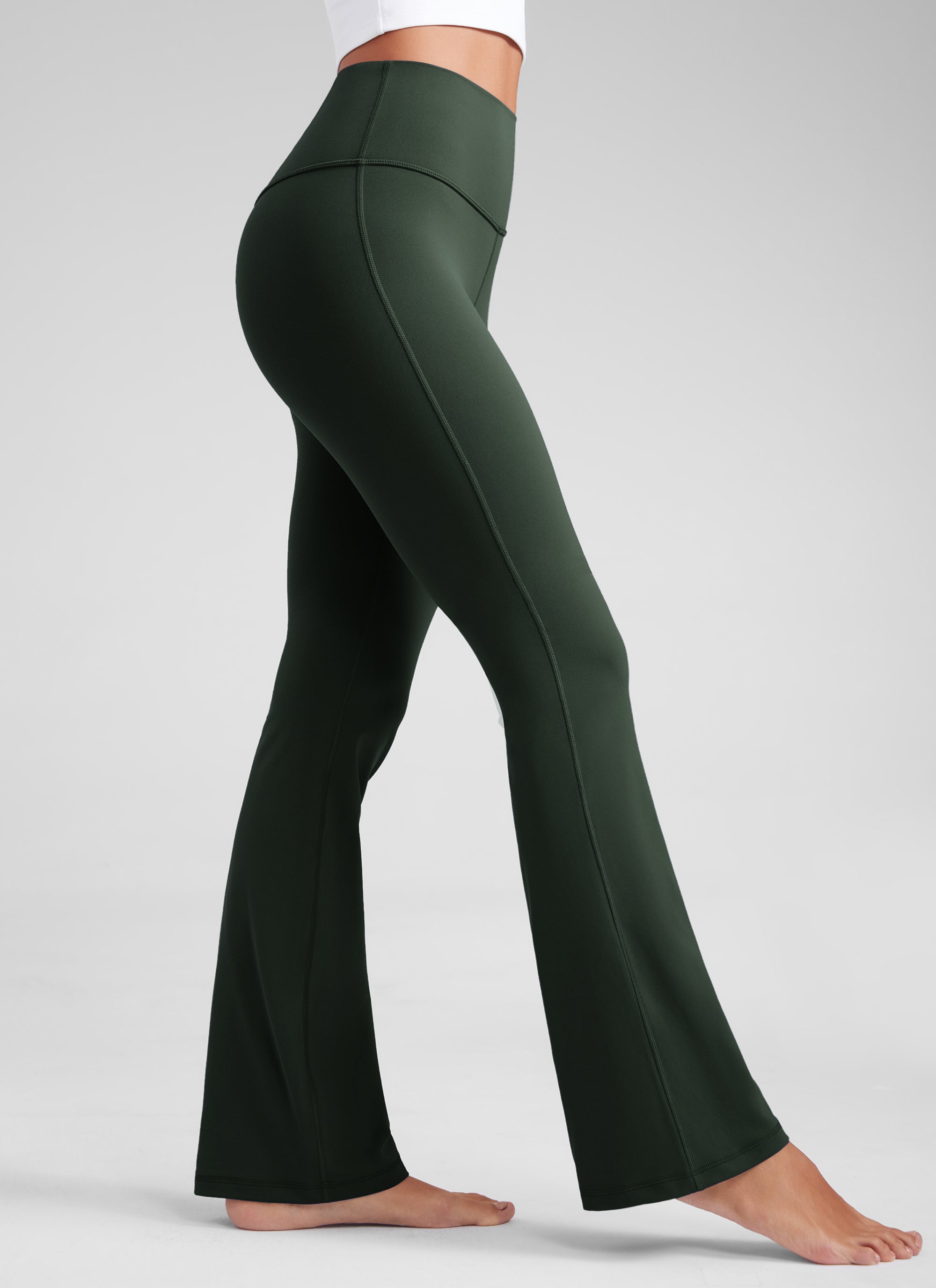 Butterluxe Legging Pinggang Tinggi, Berbentuk Melebar, Kaki Lebar, Model Bootcut, dengan Saku, Ukuran 33