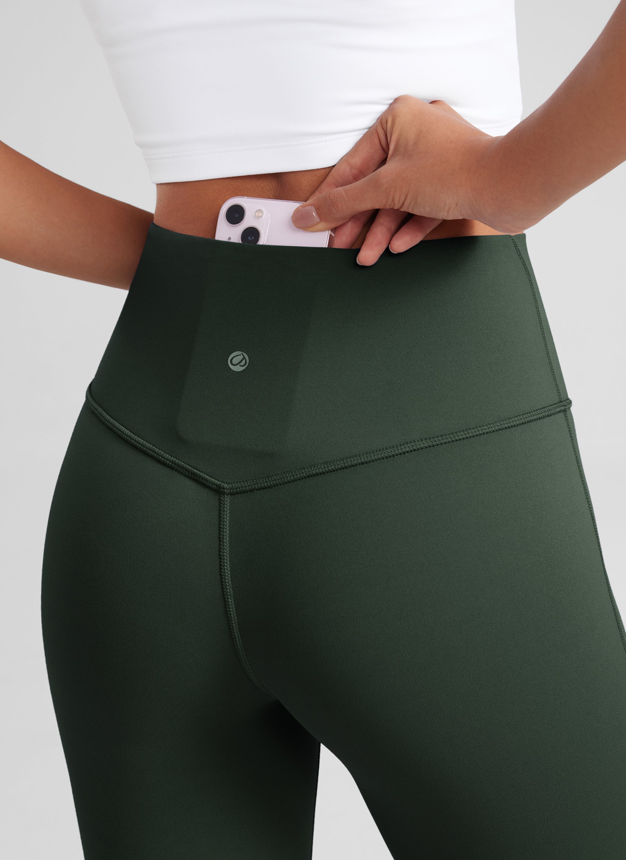 Butterluxe Legging Pinggang Tinggi, Berbentuk Melebar, Kaki Lebar, Model Bootcut, dengan Saku, Ukuran 33