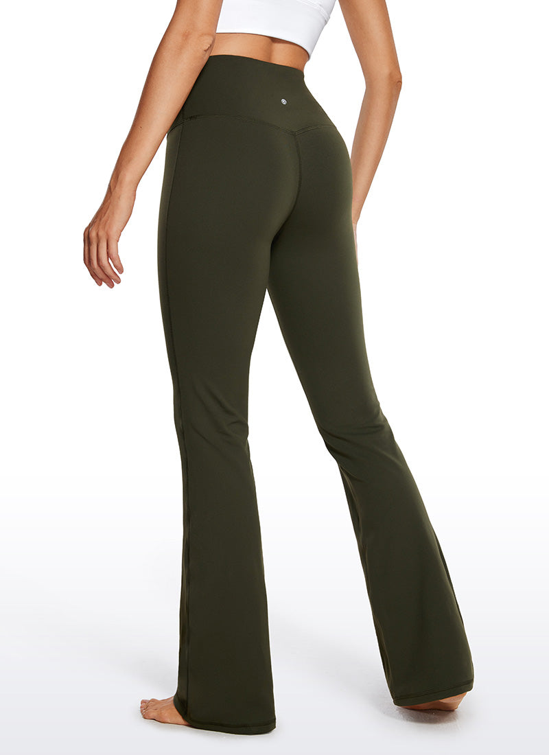 Butterluxe Legging Pinggang Tinggi, Berbentuk Melebar, Kaki Lebar, Model Bootcut, dengan Saku, Ukuran 33