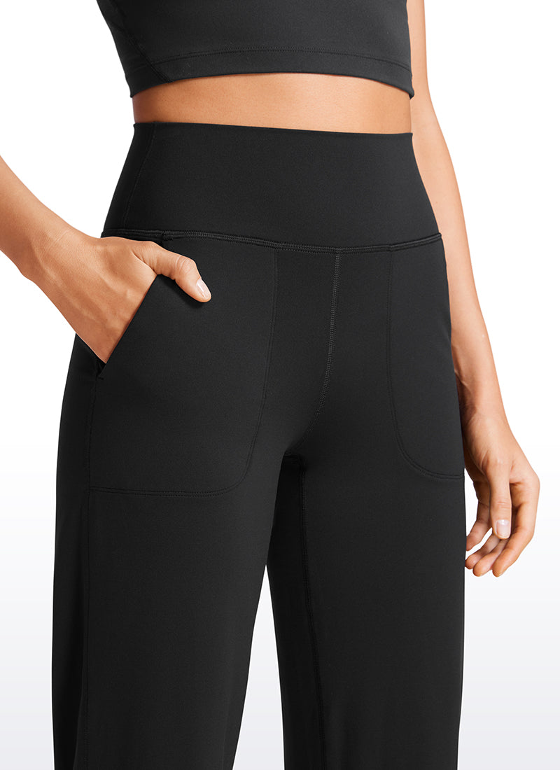 CRZ YOGA Celana Kaki Lebar Pinggang Tinggi Butterluxe dengan Saku 79 cm Wanita Hitam