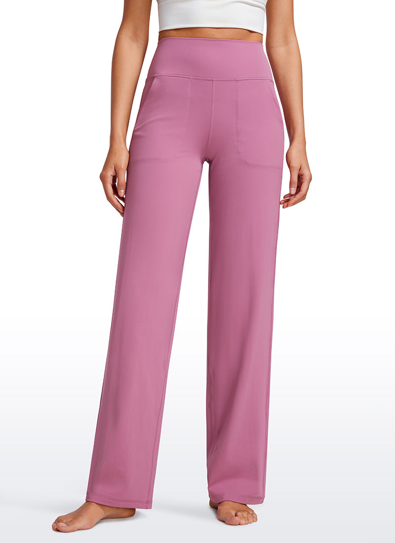 CRZ YOGA Celana Wanita Model " Butterluxe " dengan Pinggang Tinggi dan Kaki Lebar, Dilengkapi Saku, Panjang 31 inci, Warna Velvet Dust