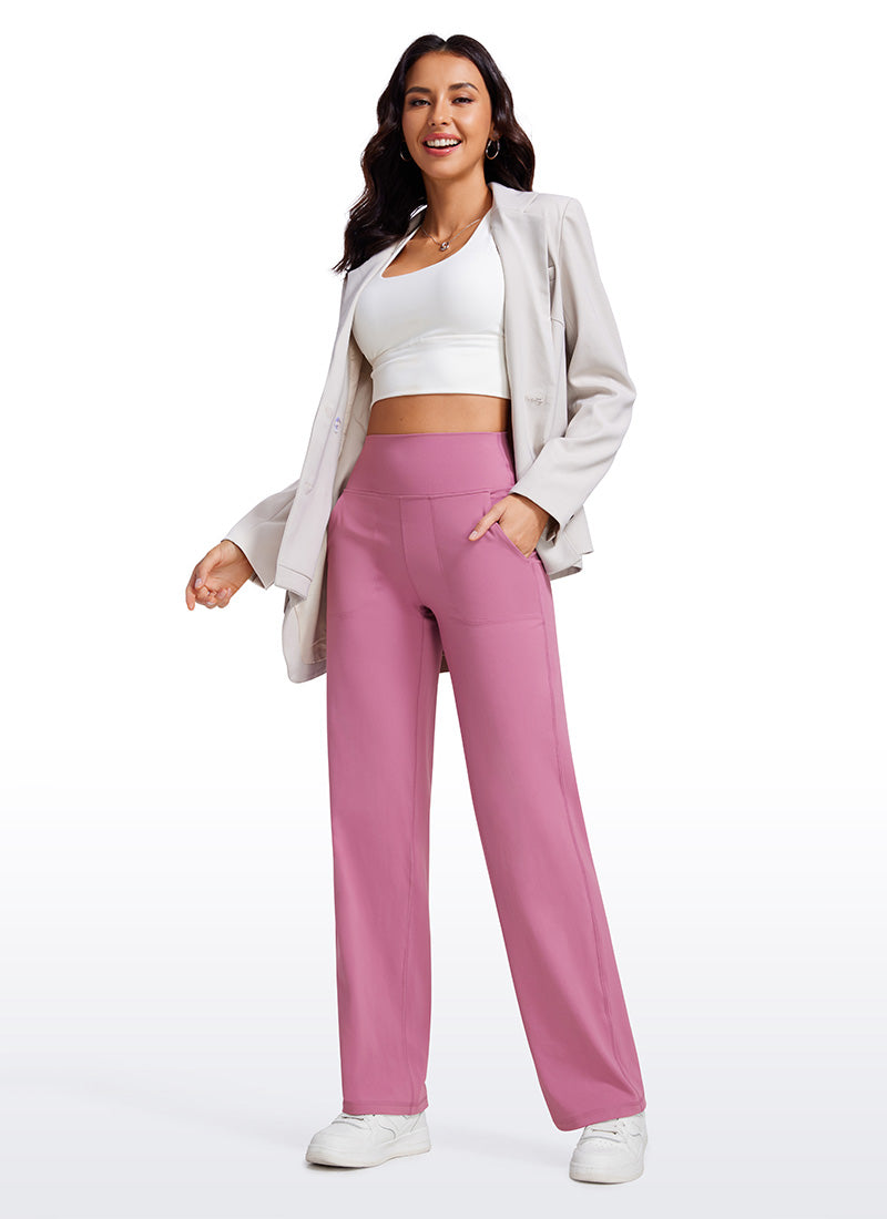 CRZ YOGA Celana Wanita Model " Butterluxe " dengan Pinggang Tinggi dan Kaki Lebar, Dilengkapi Saku, Panjang 31 inci, Warna Velvet Dust