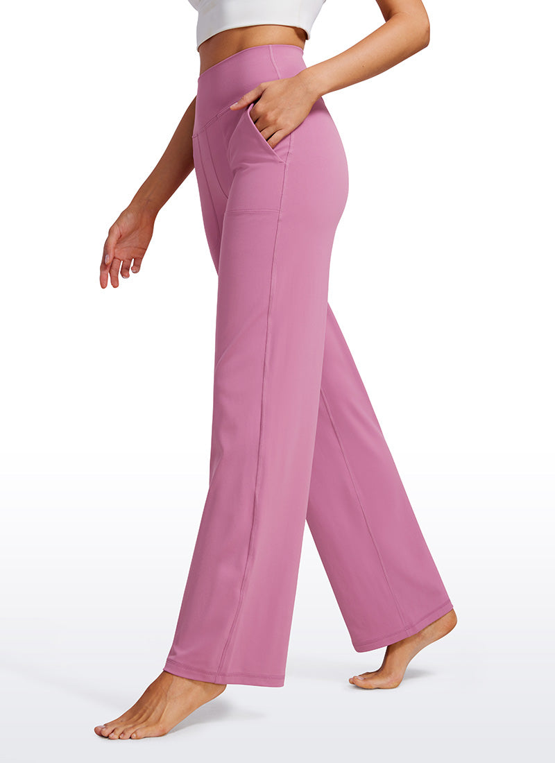 CRZ YOGA Celana Wanita Model " Butterluxe " dengan Pinggang Tinggi dan Kaki Lebar, Dilengkapi Saku, Panjang 31 inci, Warna Velvet Dust
