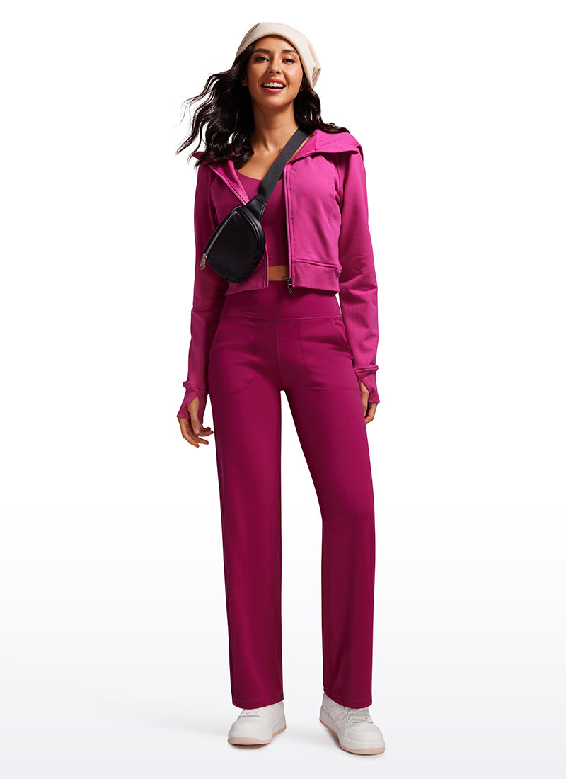 CRZ YOGA Celana Panjang Wanita Butterluxe High Rise Wide Leg dengan Saku 79 cm Magenta Purple