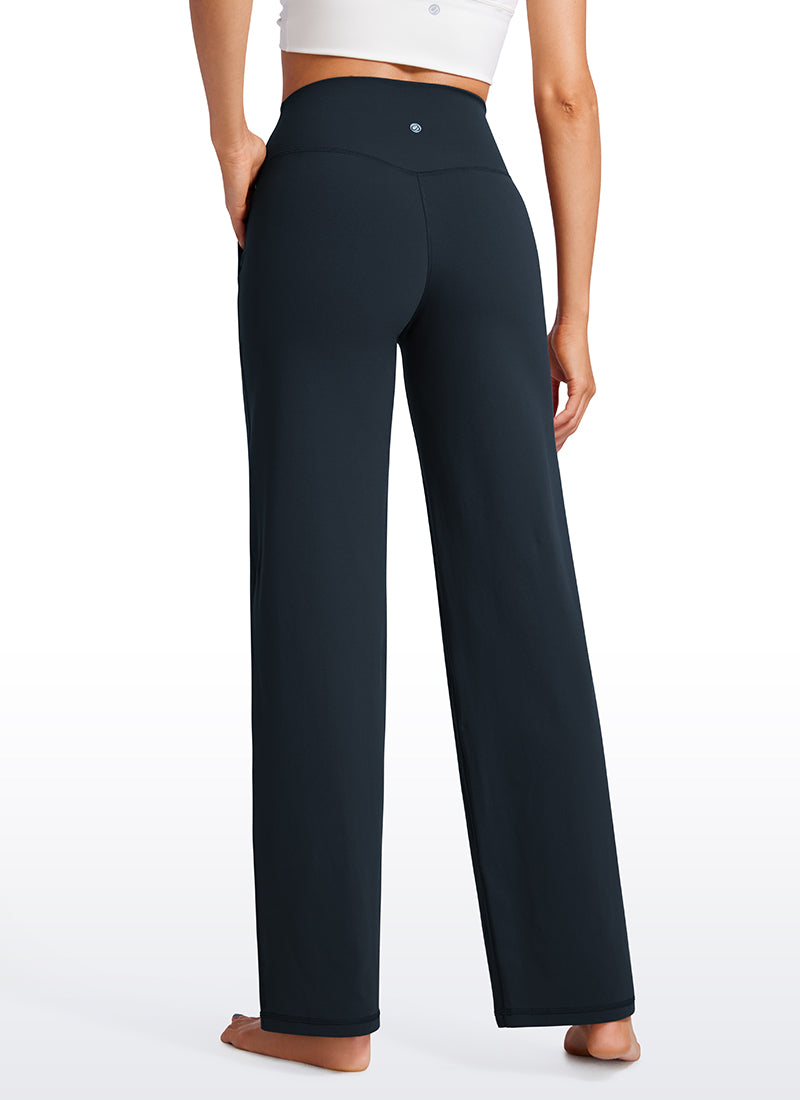 CRZ YOGA Celana Wanita Model " Butterluxe " dengan Pinggang Tinggi dan Kaki Lebar, Dilengkapi Saku, Panjang 31 inci, Warna True Navy