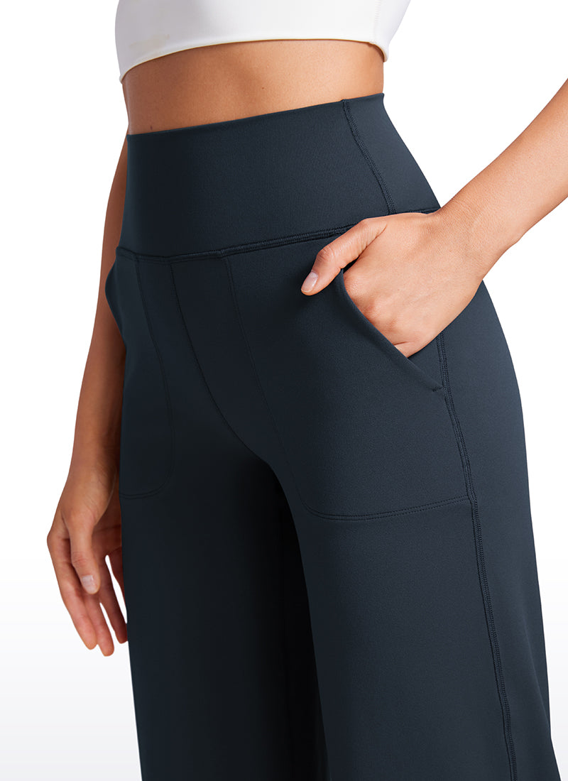 CRZ YOGA Celana Wanita Model " Butterluxe " dengan Pinggang Tinggi dan Kaki Lebar, Dilengkapi Saku, Panjang 31 inci, Warna True Navy
