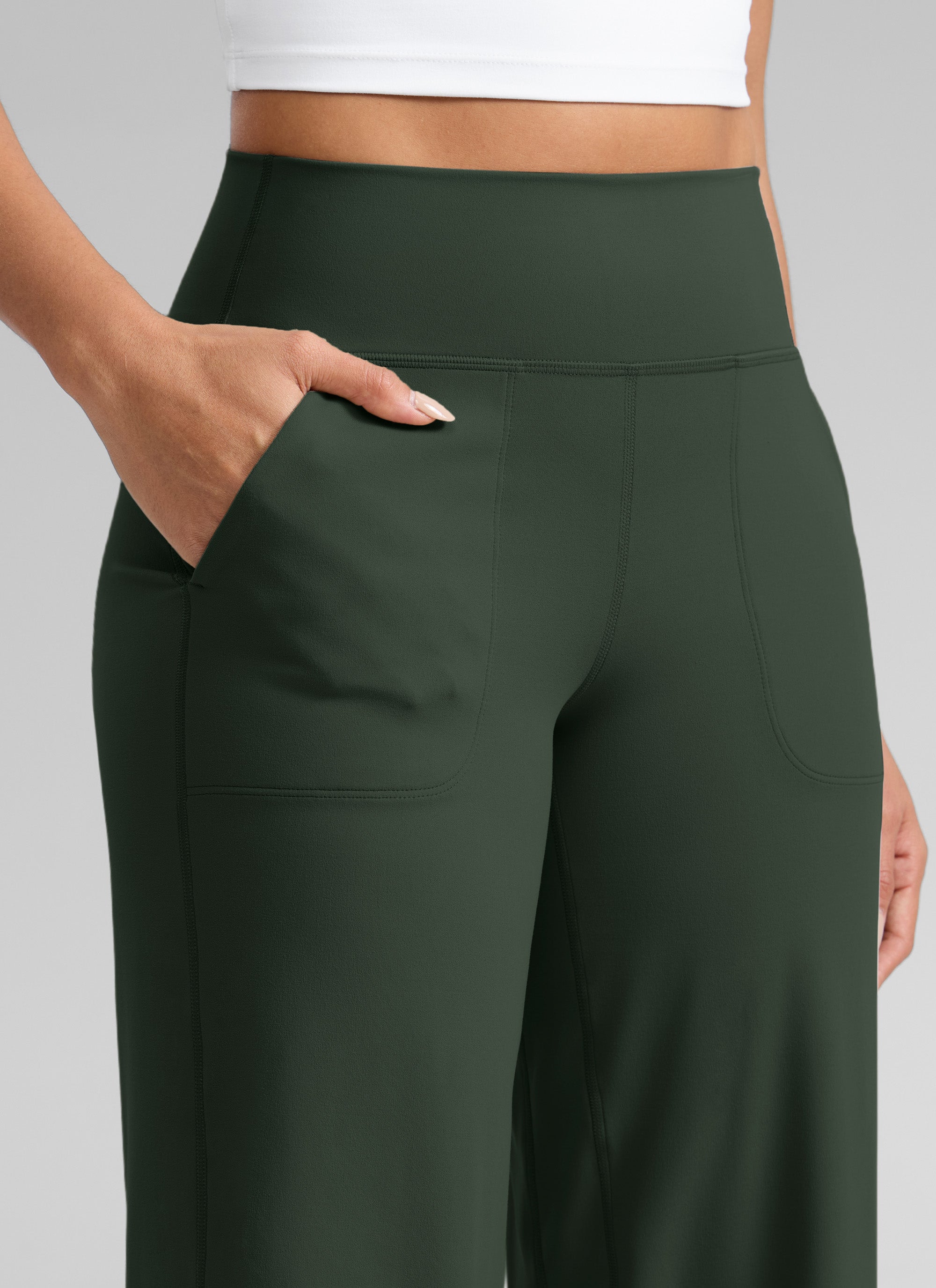 CRZ YOGA Celana Wanita Berpinggang Tinggi dan Berpotongan Lebar dengan Saku, Model " Butterlift ", Ukuran 33