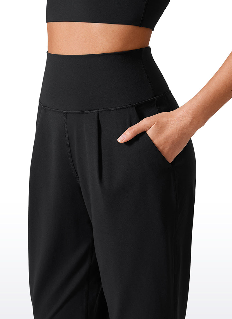 CRZ YOGA Butterlift Celana Kasual Wanita dengan Pinggang Tinggi dan Lipit, 27 inci, Warna Hitam