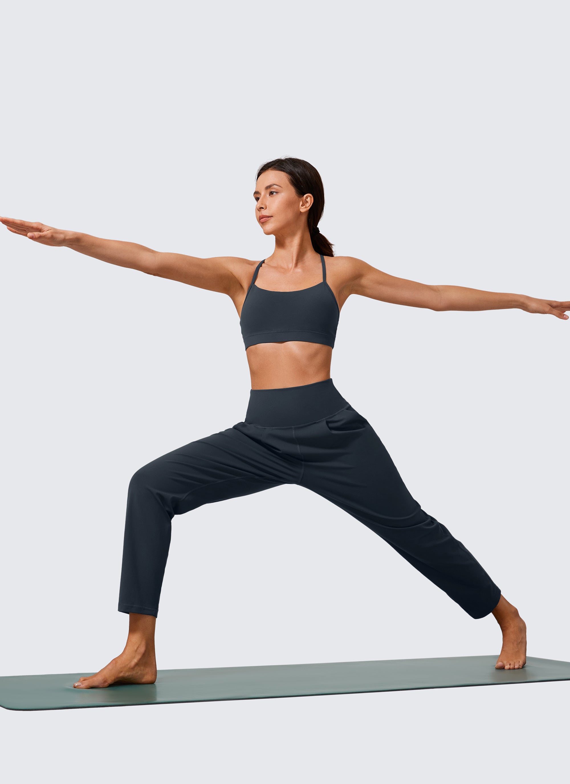 CRZ YOGA Butterlift Celana Kasual Wanita Model High Rise dengan Lipit, Panjang 27 inci, Warna True Navy