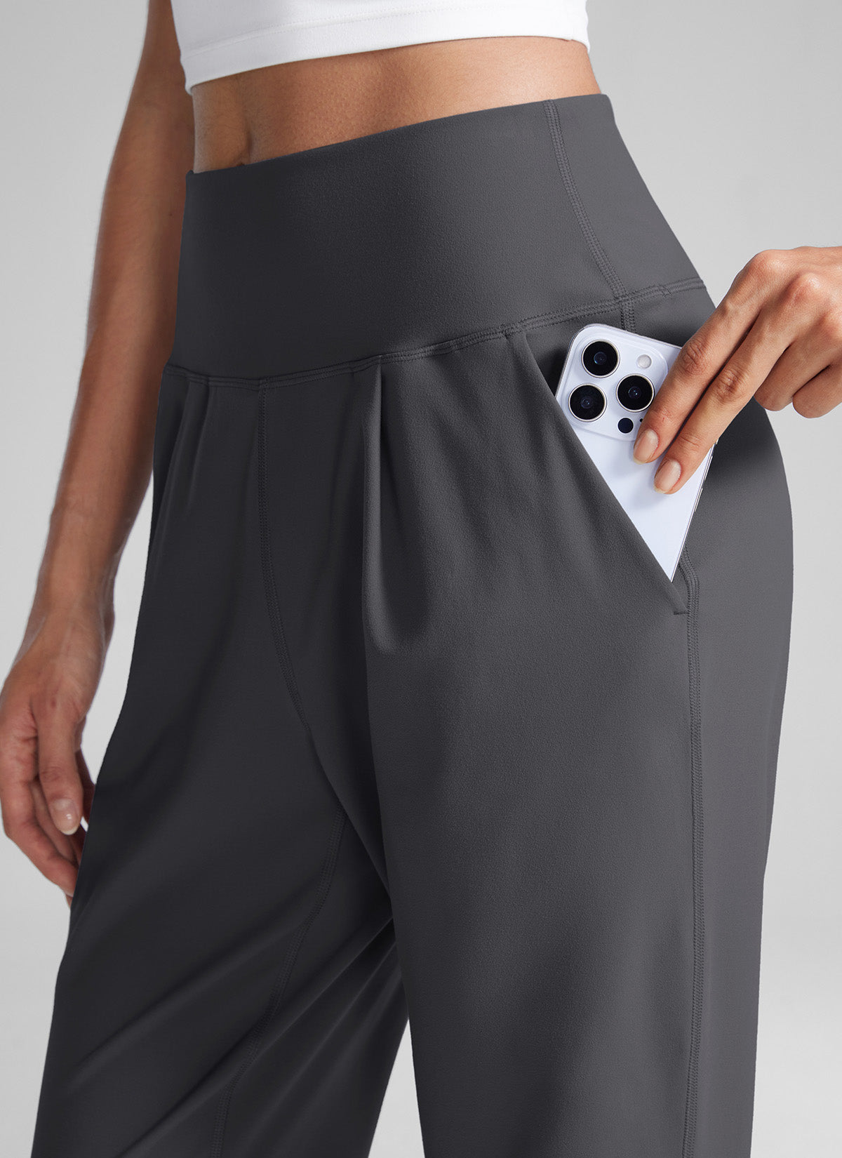 CRZ YOGA Butterlift Celana Kasual Wanita Model High Rise Berlipit 27'' Warna Mysterious Grey
