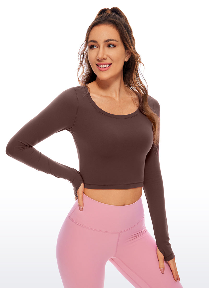 CRZ YOGA Legging yoga lengan panjang " Butterluxe " untuk wanita, warna Taupe