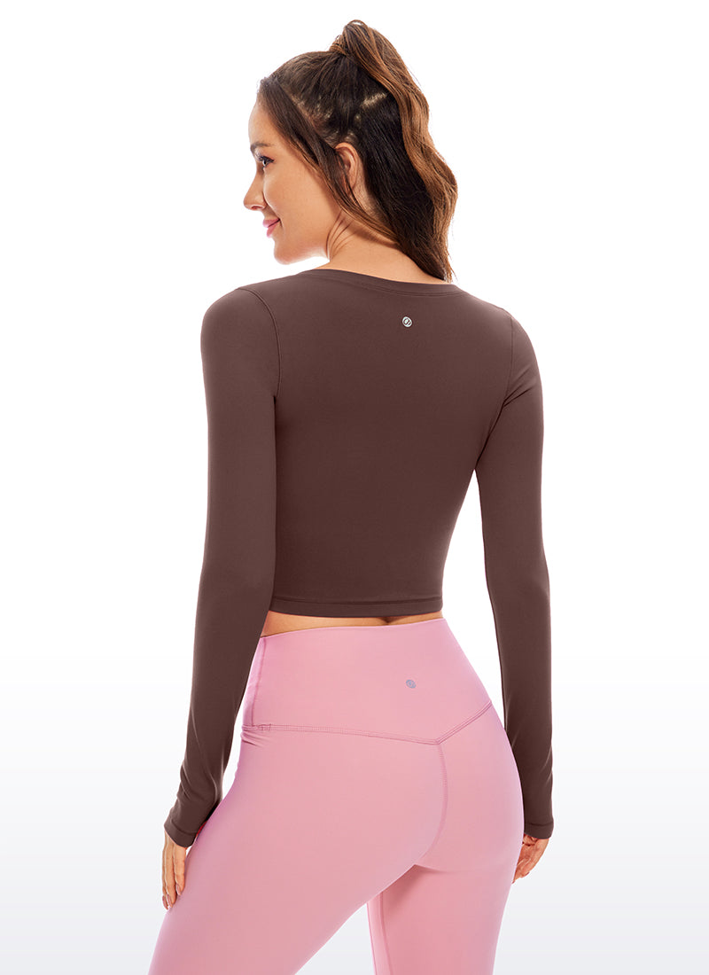 CRZ YOGA Legging yoga lengan panjang " Butterluxe " untuk wanita, warna Taupe