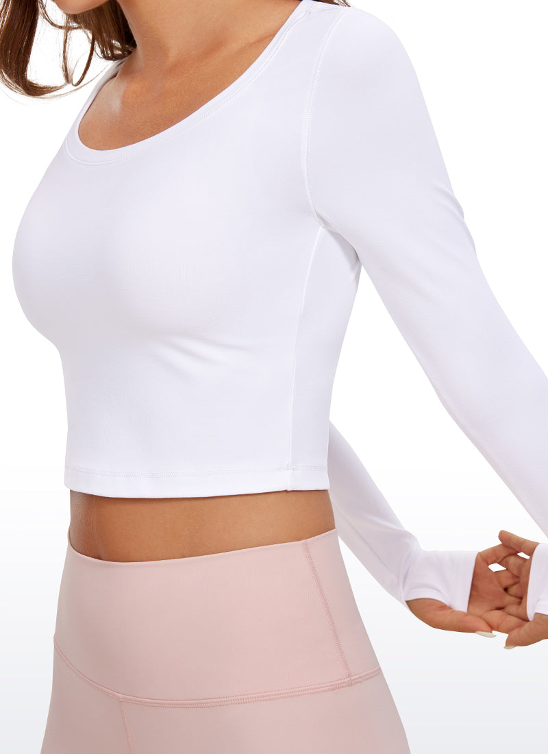 CRZ YOGA Atasan Yoga Wanita Lengan Panjang Butterluxe White