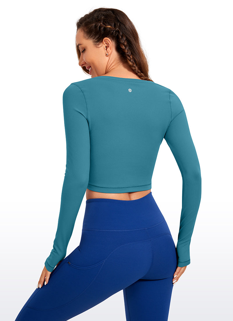CRZ YOGA Legging yoga lengan panjang Butterluxe untuk wanita, warna Borealis Green