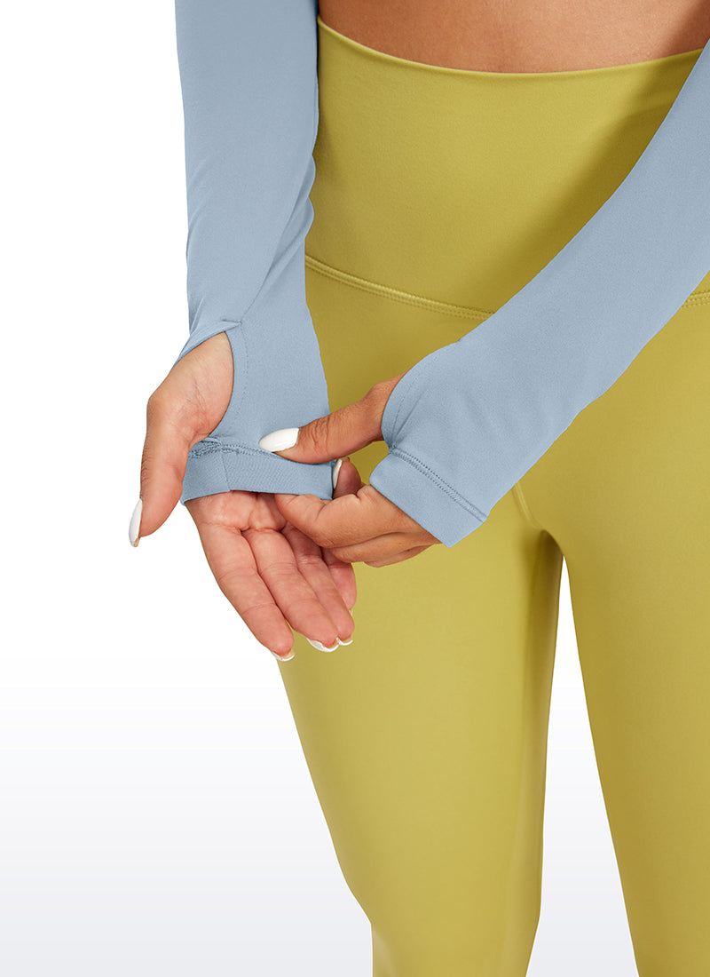 CRZ YOGA Legging yoga lengan panjang " Butterluxe " untuk wanita, warna Cambric Blue
