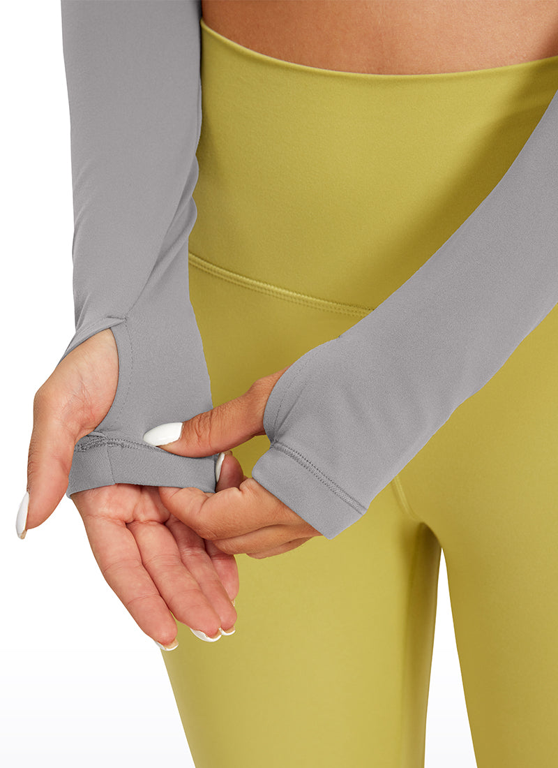 CRZ YOGA Legging yoga lengan panjang Butterluxe untuk wanita, warna Gull Gray