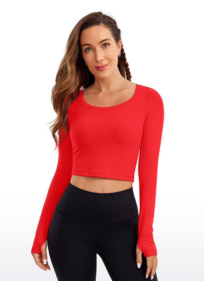 CRZ YOGA Legging yoga lengan panjang Butterluxe untuk wanita, warna Merah Tua