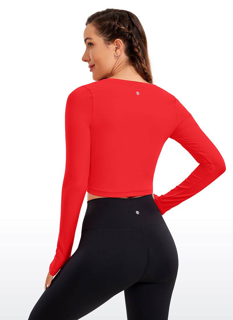 CRZ YOGA Legging yoga lengan panjang Butterluxe untuk wanita, warna Merah Tua