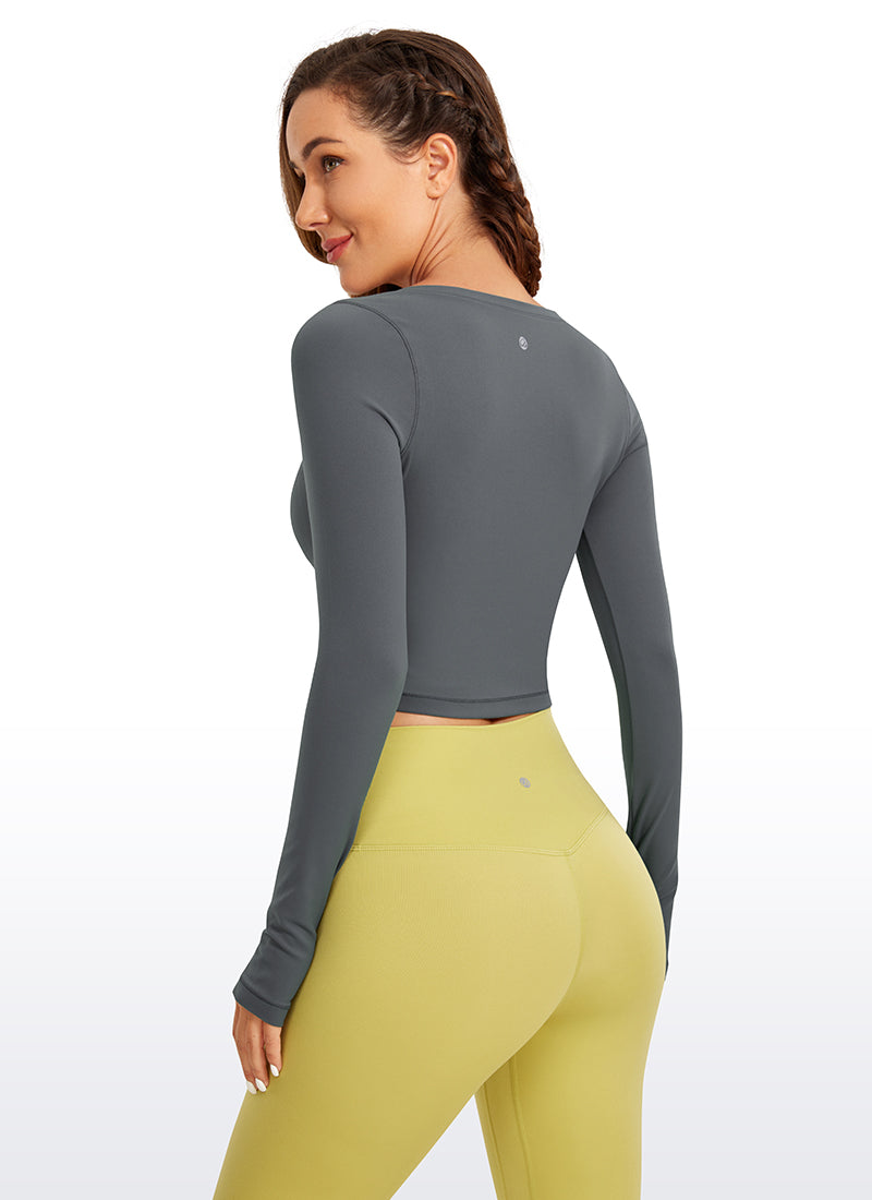 CRZ YOGA Celana yoga lengan panjang Butterluxe untuk wanita, warna Lava Smoke Grey