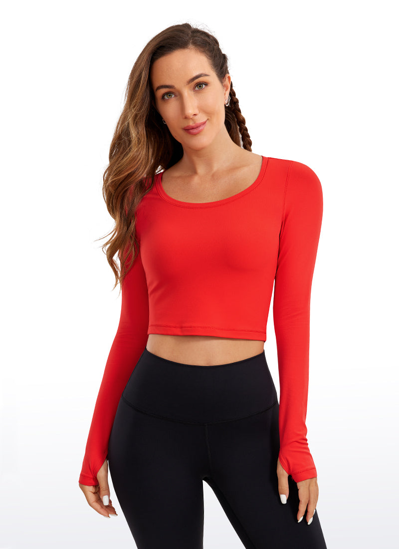 CRZ YOGA Legging Yoga Lengan Panjang " Butterluxe " untuk Wanita, Warna Merah Tua