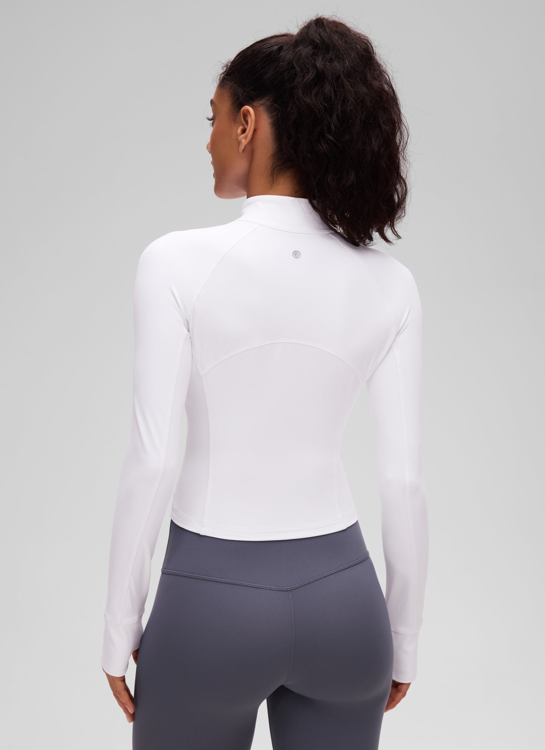 CRZ YOGA Women's Yoga Slim Fit Tops Butterluxe Half-Zip Long Sleeve White
