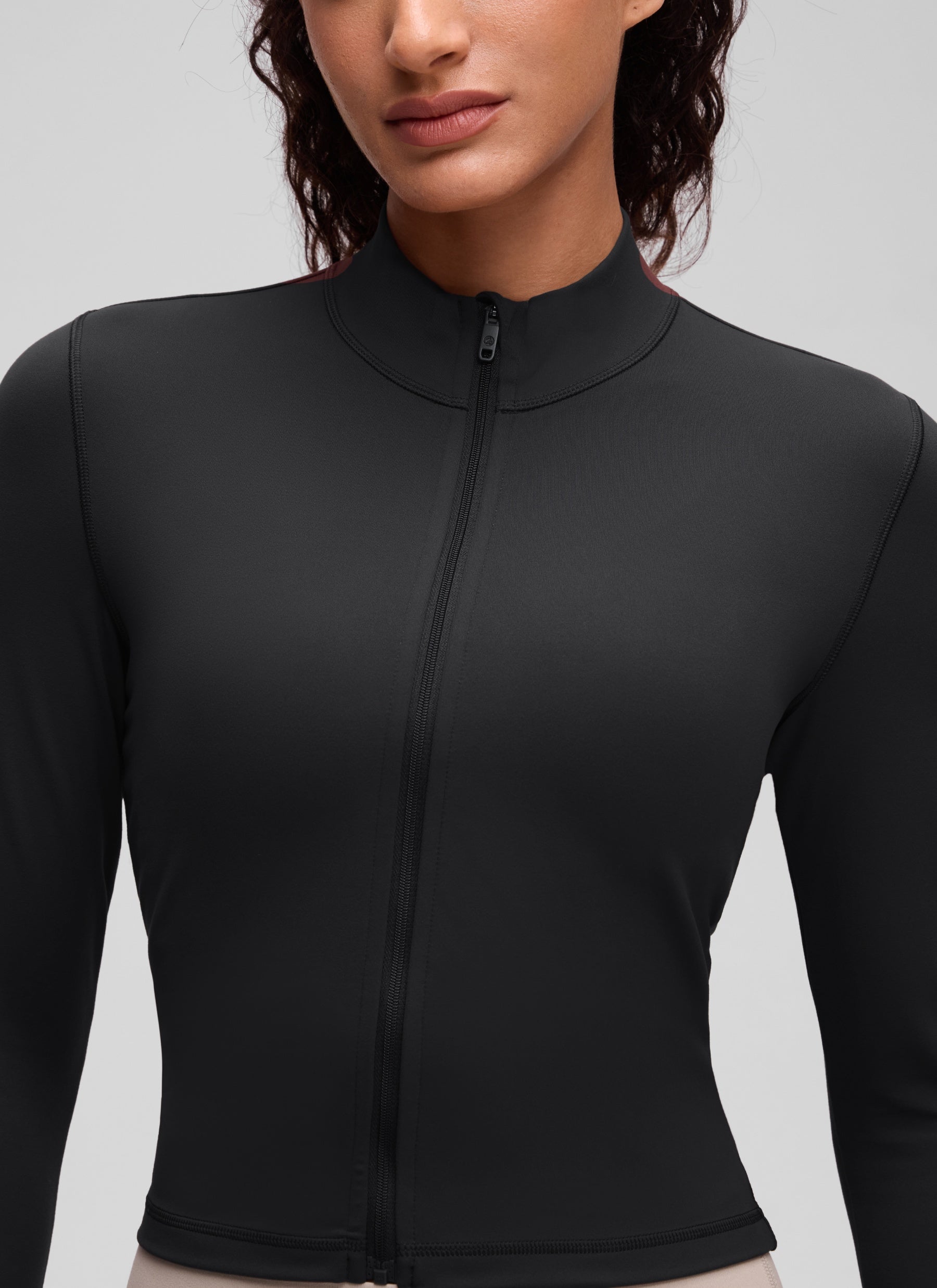 CRZ YOGA Jaket Luar Pendek Wanita dengan Resleting Penuh " Butterluxe " Warna Hitam