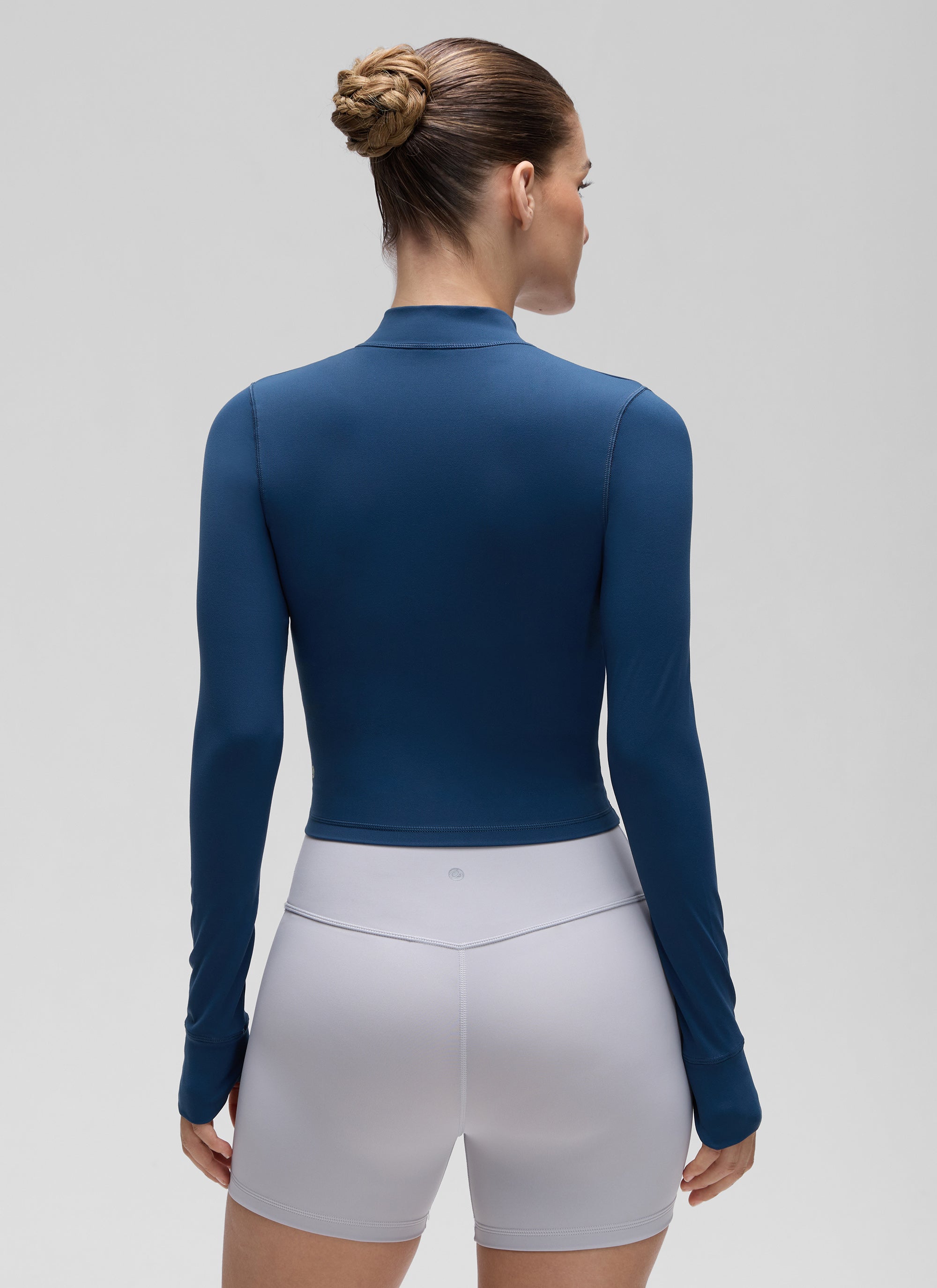 CRZ YOGA Jaket Luar Pendek Wanita dengan Resleting Penuh " Butterluxe " Warna Biru Laut Prancis