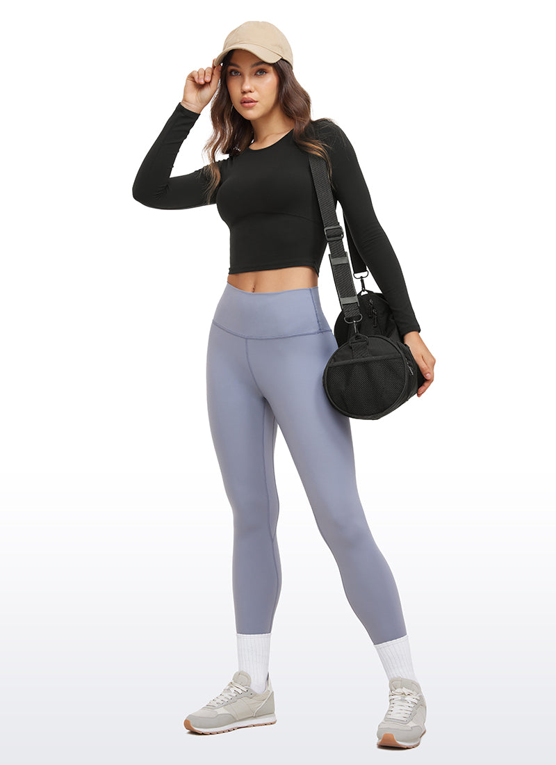 CRZ YOGA Atasan Yoga Wanita Model Slim Fit, Potongan Pendek ( Butterluxe ), Lengan Panjang, Jahitan Depan, Warna Hitam